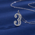 wholesale S925 Sterling Silver Arabic Numeral Series Necklace with 0123456789 Diamond-Inlaid Pendant for Women, Trendy Design Wholesale-0-8