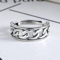 wholesale S925 Sterling Silver Korean Fashion Trendy and Stylish Women's Adjustable Chain Ring Open Stackable Index Finger Smooth Band Ins Influencer-0-1