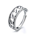 wholesale S925 Sterling Silver Korean Fashion Trendy and Stylish Women's Adjustable Chain Ring Open Stackable Index Finger Smooth Band Ins Influencer-0-4