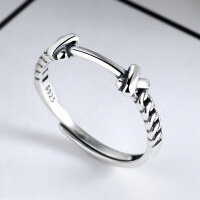 wholesale 925 Sterling Silver Cartoon Style Ring for Women, Niche Design, Minimalist Fashion, Adjustable Statement Ring, Trendy Index Finger Ring-YJ128/approx. 1.86g>Adjustable opening