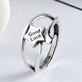 wholesale 925 Sterling Silver Star Good Luck Ring Fashion Cool Niche Design Retro Women's Personality Influencer Index Finger Ring-0-0