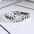 wholesale 925 sterling silver creative design irregular heart ring for women, lightweight luxury niche adjustable fashion statement-0-1