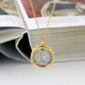 wholesale 925 Silver Vintage Greek Revival Portrait Coin Pendant Necklace, Niche Design Cross-border Ready Stock-0-1