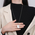 wholesale Sterling silver tick letter square plate sweater chain men's trendy pendant women's hip-hop disco personality versatile streetwear brand-0-1