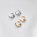 wholesale Sterling silver diamond-studded three-hoop minimalist ear climber earrings with multiple wearing styles, stacking earrings G4500-0-3