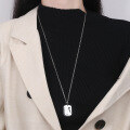 wholesale Sterling silver tick letter square plate sweater chain men's trendy pendant women's hip-hop disco personality versatile streetwear brand-0-2