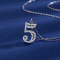 wholesale S925 Sterling Silver Arabic Numeral Series Necklace with 0123456789 Diamond-Inlaid Pendant for Women, Trendy Design Wholesale-0-10