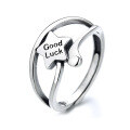 wholesale 925 Sterling Silver Star Good Luck Ring Fashion Cool Niche Design Retro Women's Personality Influencer Index Finger Ring-0-4
