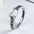 wholesale 925 sterling silver creative design irregular heart ring for women, lightweight luxury niche adjustable fashion statement-0-0
