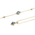 wholesale 9K gold jewelry set with romantic iridescent abalone shell crystal, featuring a vintage Japanese-style bracelet and necklace, direct from the manufacturer-0-4