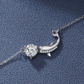 wholesale S925 Sterling Silver Moissanite Dolphin Necklace for Women, 1 Carat "You Are My Life" Pendant Collarbone Chain Fashion Accessory Light Luxury-0-2