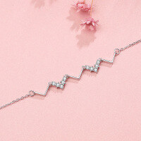 wholesale 925 Sterling Silver EKG Electrocardiogram Bracelet for Women, Internet-Famous Minimalist Korean Style Bohemian Nature-Inspired Unique Matching Friendship Bracelet for Students-YG005/white gold about 1.68 grams 925 silver