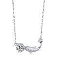 wholesale S925 Sterling Silver Moissanite Dolphin Necklace for Women, 1 Carat "You Are My Life" Pendant Collarbone Chain Fashion Accessory Light Luxury-0-4