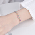 wholesale 925 Sterling Silver Heart Link Bracelet for Women, Student Lady Jewelry Accessories Birthday Gift-0-2