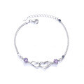 wholesale 925 Sterling Silver Heart Link Bracelet for Women, Student Lady Jewelry Accessories Birthday Gift-0-4