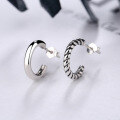 wholesale Sterling silver retro antique ethnic style twist hoop earrings, versatile and trendy for students and fashion enthusiasts-0-0