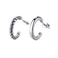wholesale Sterling silver retro antique ethnic style twist hoop earrings, versatile and trendy for students and fashion enthusiasts-0-4