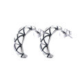 wholesale Sterling silver retro antique ethnic style twist hoop earrings, versatile and trendy for students and fashion enthusiasts-0-6