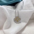 wholesale 925 silver jewelry new floral high-carbon diamond teardrop 25*4 short cross chain trendy necklace 40+3-0-2