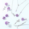 wholesale 925 Sterling Silver Japanese Light Luxury Purple Chrysanthemum Necklace for Women, New Autumn Edition with Dynamic Flying Flower Daisy Design-0-3