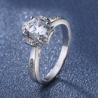 wholesale 18K white gold-plated S925 sterling silver genuine moissanite ring for women, luxurious and high-end, perfect for proposals and engagements-1 carat high carbon diamond No. 6