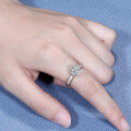wholesale 18K white gold-plated S925 sterling silver genuine moissanite ring for women, luxurious and high-end, perfect for proposals and engagements-0-3