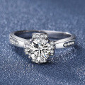 wholesale 18K white gold-plated S925 sterling silver genuine moissanite ring for women, luxurious and high-end, perfect for proposals and engagements-0-1