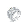 wholesale S925 silver 5-carat gemstone full diamond men's ring, precision craftsmanship, moissanite zircon-0-5