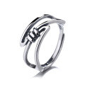wholesale S925 Sterling Silver Korean Style Retro Knot Multi-Layer Fashion Versatile Light Luxury Thai Silver Adjustable Index Finger Ring-0-4