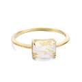 wholesale 9K Gold ArtLi Creative New Product Natural Rectangular Gold Rutilated Quartz Geometric Ring for Women, Fashionable Rose-Cut Crystal-0-4