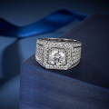 wholesale S925 silver 5-carat gemstone full diamond men's ring, precision craftsmanship, moissanite zircon-0-1