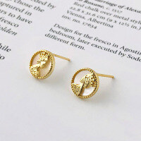 wholesale S925 Sterling Silver Queen Portrait Resin Shell Earrings,。-E2275_Gold-plated white shell 925 silver