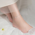 wholesale S925 Sterling Silver Korean-style Minimalist Infinity Symbol 8-Character Ring Clasp Anklet with Diamond Accents S4232-0-5