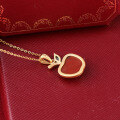 wholesale 925 silver-plated antique gold apple-shaped pendant with southern red agate inlay, featuring a minimalist and luxurious design, includes an appraisal certificate as a women's gift-0-2