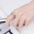 wholesale S925 Sterling Silver Cloud Tide Pavilion Jewelry Letter W Silver Antique Retro Trendy Knuckle Index Finger Ring for Women-0-2