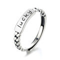 wholesale S925 Sterling Silver Lucky Good Luck Fashionable and Unique Ins Trendy Open-Ended Minimalist Ring-0-4