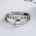 wholesale Metal S925 Silver Lock Head Ring for Women, Minimalist Ins Trendy Internet Celebrity Fashion, Aloof Style Personality Adjustable Index Finger Ring Vintage-0-2