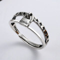 wholesale Metal S925 Silver Lock Head Ring for Women, Minimalist Ins Trendy Internet Celebrity Fashion, Aloof Style Personality Adjustable Index Finger Ring Vintage-0-1