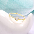 wholesale 9K Gold Minimalist and Delicate Thin Ring, Simple Moissanite Pearl-Edge Ring for Valentine's Day Proposal Gift-0-1