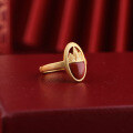wholesale 925 Sterling Silver Set Retro Adjustable Agate Index Finger Ring with Certificate, Openable Red Agate Women's Ring-0-1
