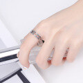 wholesale S925 Sterling Silver Korean-style Delicate Openwork Geometric Ring, Vintage Thai Silver Minimalist Stackable Women's Index Finger Ring-0-3