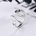 wholesale S925 Sterling Silver Cloud Tide Pavilion Jewelry Letter W Silver Antique Retro Trendy Knuckle Index Finger Ring for Women-0-1