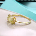 wholesale 9K Gold ArtLi Creative New Product Natural Rectangular Gold Rutilated Quartz Geometric Ring for Women, Fashionable Rose-Cut Crystal-0-1
