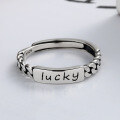 wholesale S925 Sterling Silver Lucky Good Luck Fashionable and Unique Ins Trendy Open-Ended Minimalist Ring-0-2
