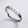 wholesale S925 Sterling Silver Lucky Good Luck Fashionable and Unique Ins Trendy Open-Ended Minimalist Ring-0-1