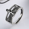 wholesale S925 Sterling Silver Guardian Angel Wing Pair Ring, Adjustable Unisex Ring-0-0