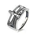 wholesale S925 Sterling Silver Guardian Angel Wing Pair Ring, Adjustable Unisex Ring-0-4