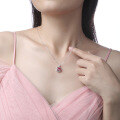 wholesale S925 Silver Women's New Round Pendant Necklace Wedding Pink Moissanite Gift Jewelry In Stock Wholesale-0-3