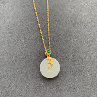 wholesale 925 Sterling Silver Hetian Jade Necklace for Women, Minimalist Niche Design, Sand Gold New Dolphin Collarbone Chain-Dolphin necklace (copper plated with gold)