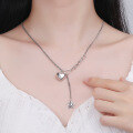 wholesale S925 Sterling Silver Overall Heart Necklace for Women, Ins Minimalist Style, Niche Design, Tassel Heart-shaped Collarbone Chain, Simple Jewelry-0-2